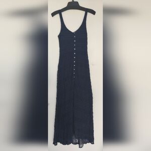 Elegant Navy Blue Lace Maxi Dres